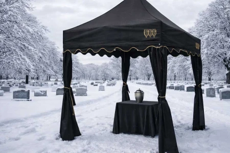 Funeral tents in winter – how to prepare an outdoor ceremony for frost, snow and wind