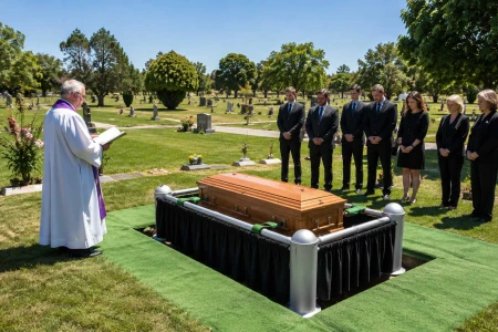Lowering a coffin into the grave with dignity – by hand, or with a powered lowering device?