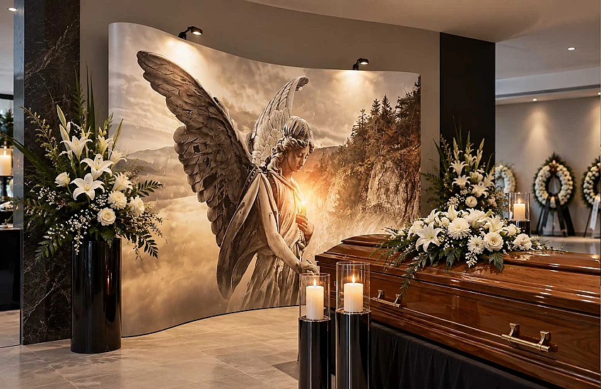 Behind the Coffin. Black Drapery, Hatchments, Castrum Doloris and the POP UP Curved Wall – Why the Backdrop of a Farewell Matters
