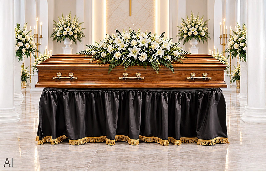 Coffin trolley covers & drapes