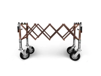 Scissors coffin trolley, PREMIUM, brown, PLATFORM